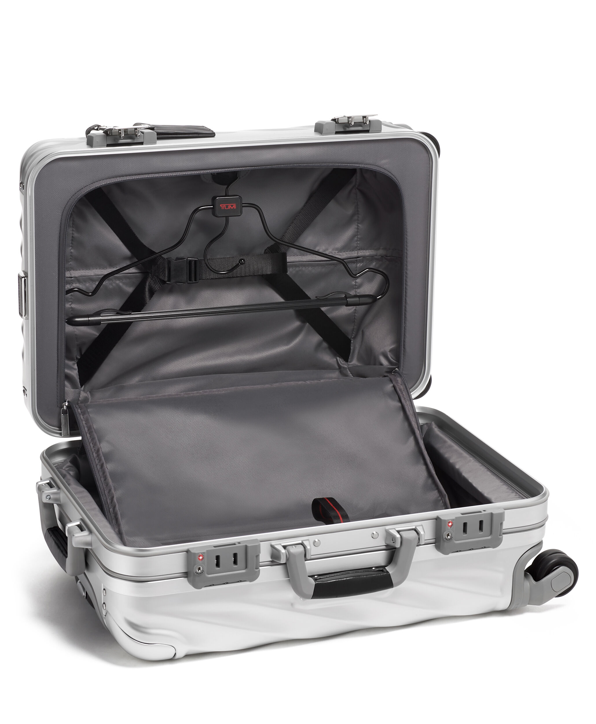 Tumi aluminum carry on top
